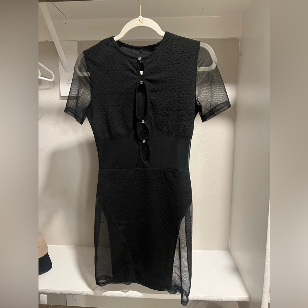 Black see through mini dress